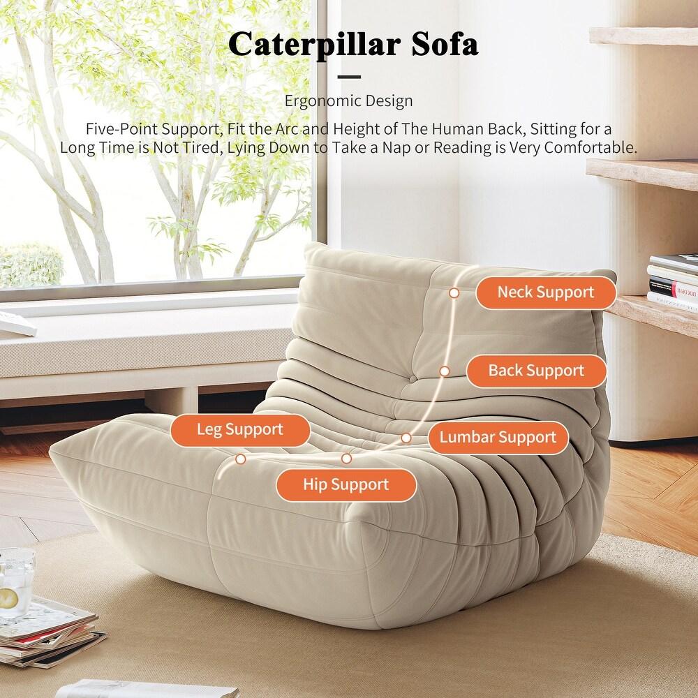 [PRE-ORDER] Modern Giant Lounge Sofa Caterpillar Design Bean Bag Chair for Bedroom & Living Room Fabric Upholstery