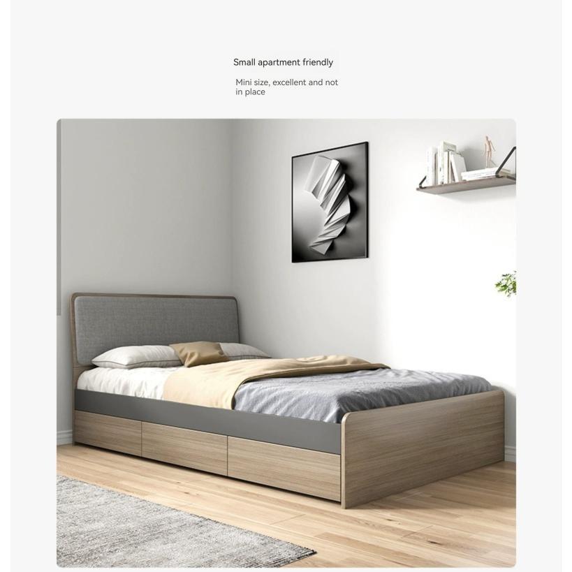 [Pre-order]  Nordic single bed, 1.2-meter small room study bed, household space saving, children's simple modern box storage bed-Smart-Living