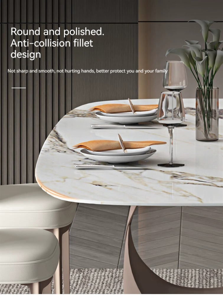 [Pre-order] Slate dining table and chair combination modern light luxury rectangular simple household high-end bright special-shaped dining table-Smart-Living
