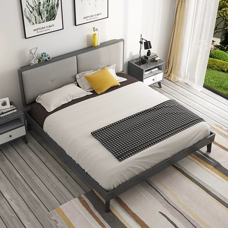 [Pre-order]  Nordic bedroom single bed modern minimalist master bedroom 1.8m bed apartment small size wedding bed double bed-Smart-Living