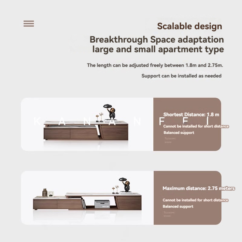 [Pre-order] Oulang Italian light luxury slate coffee table TV cabinet combination simple modern living room home floor telescopic floor cabinet-Smart-Living