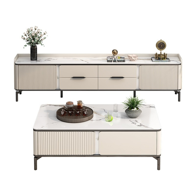 [pre order]Light luxury TV cabinet, high-end rock slab, simple modern small apartment, bedroom, living room-Smart-Living