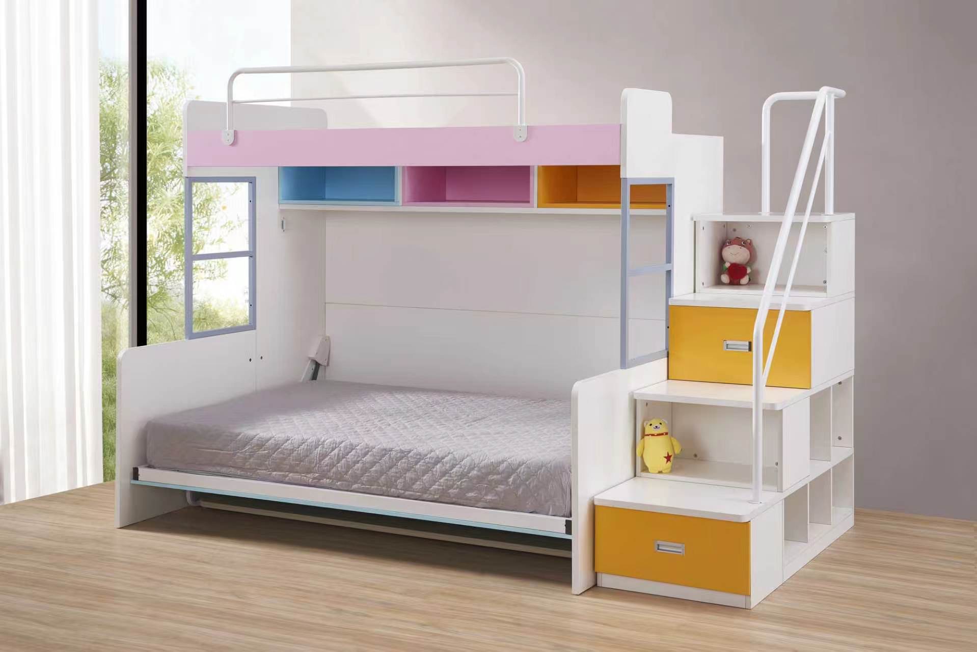 Pre order - Kids Side Fold Murphy Bed with Study Desk | Space Saving Bed Cabinet