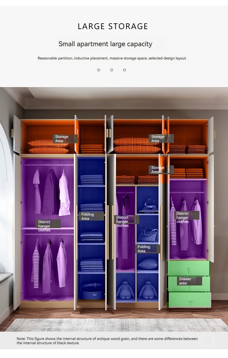 [Pre-order]  Wardrobe, family bedroom, minimalist modern cabinet with top cabinet, Nordic small unit, 2 two door, three door children's wardrobe-Smart-Living