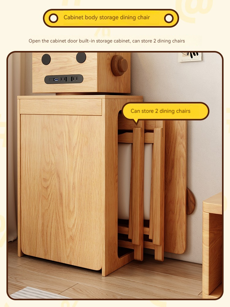 [Pre-order] Japanese-style household folding dining table and sideboard integrated space-saving dining table small apartment retractable simple solid wood leg table-Smart-Living