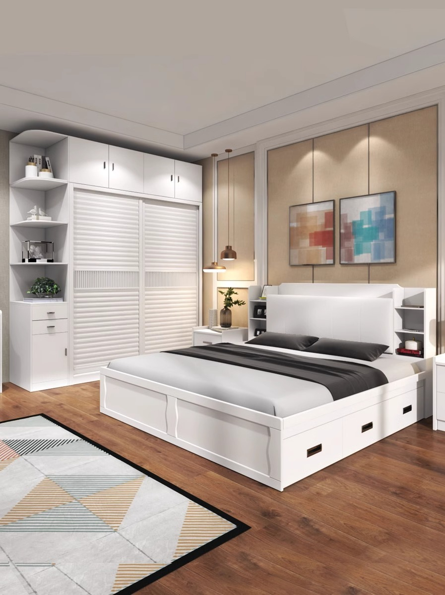 [Pre-order] Wardrobe sliding door simple modern economy large wardrobe bedroom overall sliding assembly rental house household cabinet-Smart-Living
