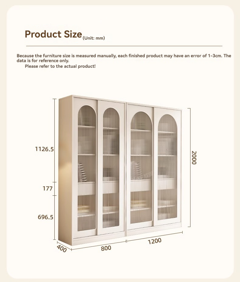 [Pre-order] Oulang living room household solid wood sliding glass door dustproof bookshelf storage simple and modern floor standing figurine display cabinet-Smart-Living