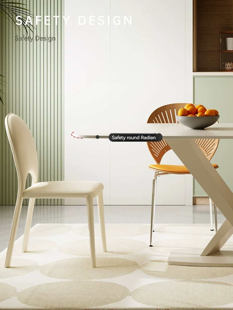 [Pre-order] Rock plate table cream wind small apartment modern simple family dining table rectangular living room network red table combination-Smart-Living