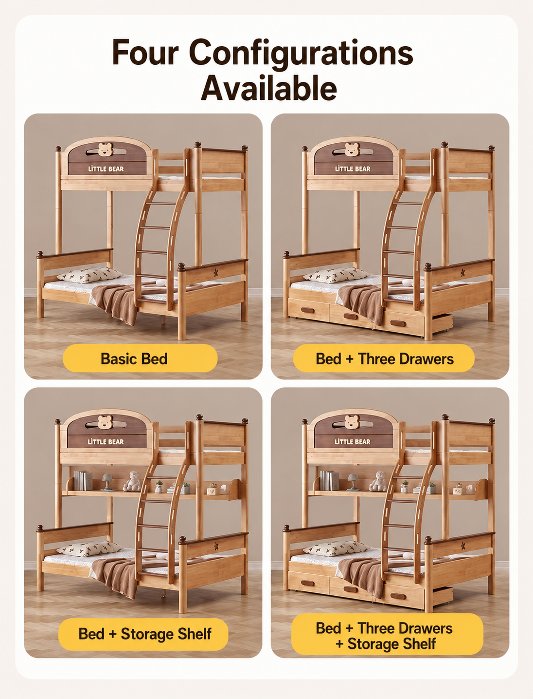 Solid Wood for Kids, Boys & Girls Bunk Bed