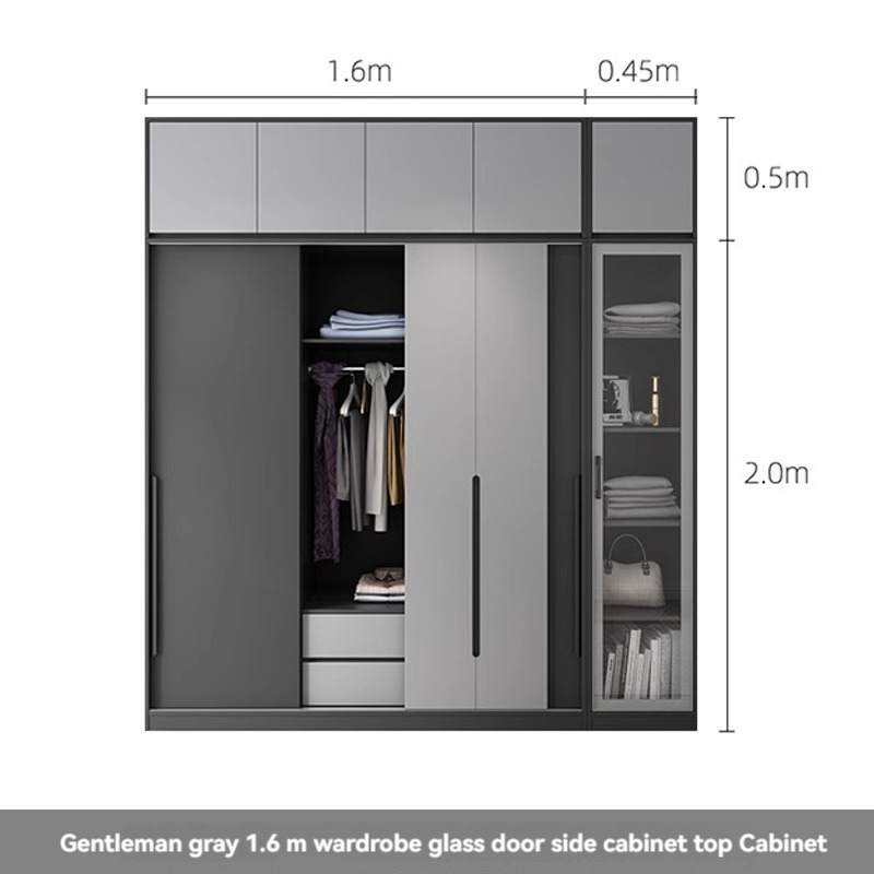 [Pre-order] Oulang Scandinavian modern bedroom sliding door three-door wardrobe simple assembly economy household sliding door wardrobe cabinet-Smart-Living