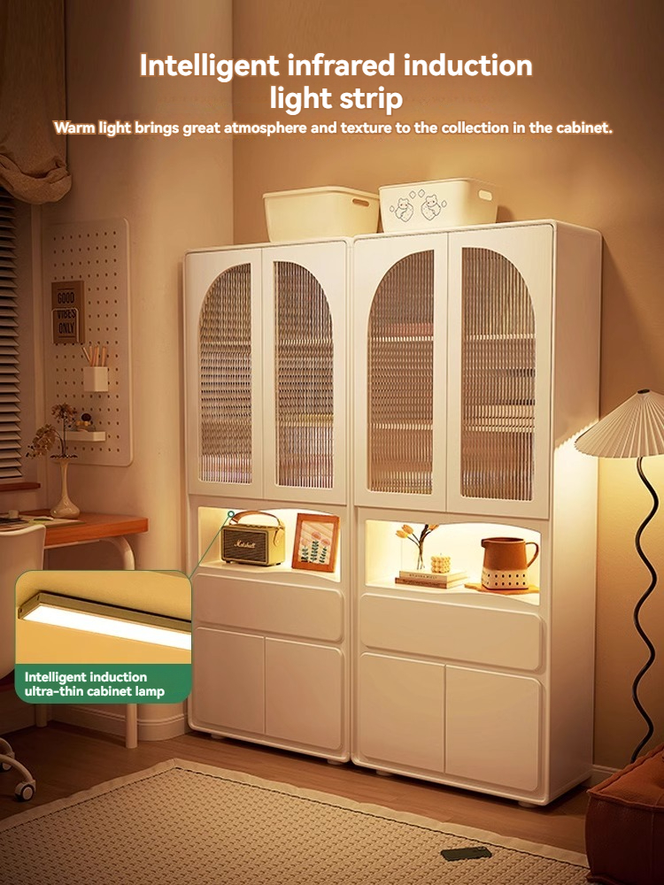 [Pre-order] Mozuki French cream style solid wood bookcase modern minimalist study light luxury high-end glass door storage cabinet bookcase-Smart-Living