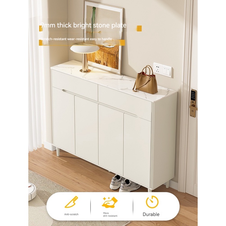 [Pre-order] Cream Shoe and Console Cabinet Integrated with Drawers - Rock Slab Top and Baked Coating-Smart-Living