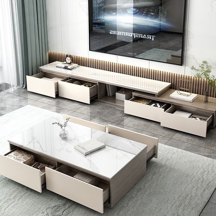 [Pre-order]  Rock Plate TV Cabinet Tea Table Combination - Modern Simple Living Room