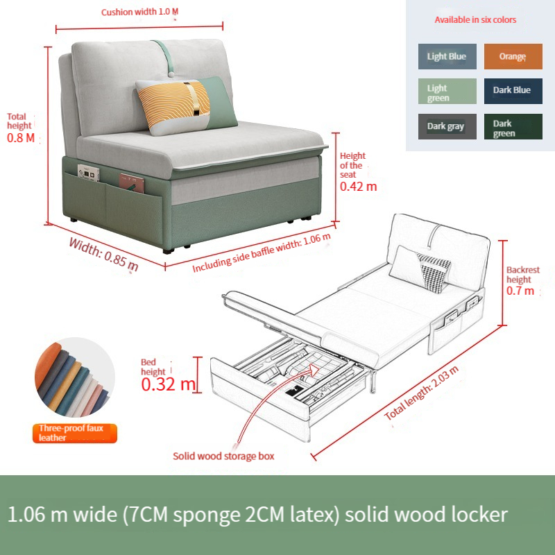 [Pre-order]  Technology cloth sofa bed can be folded and dual-purpose balcony, study room multi-function telescopic removable and washable small apartment without armrestless bed-Smart-Living