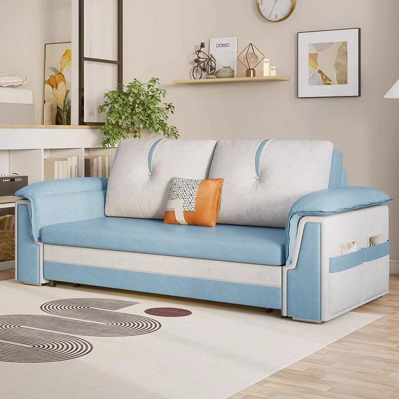 [Pre-order]  Fabric sofa bed small living room multi-purpose folding apartment rental room modern simple network red model-Smart-Living