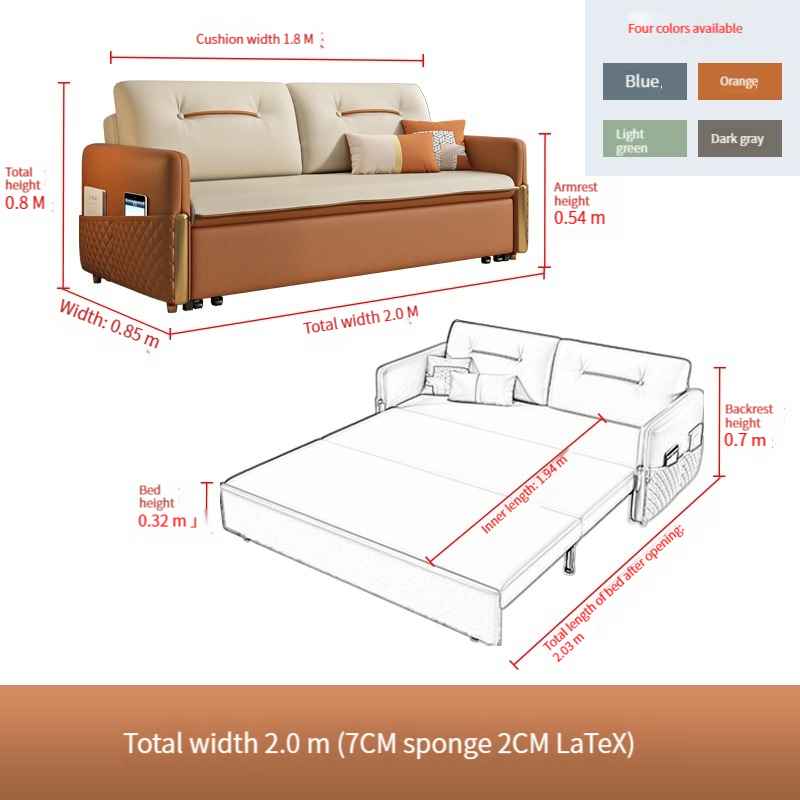 [Pre-order]  Light luxury sofa bed dual-purpose folding modern small living room double multi-functional removable and washable technology cloth sofa bed-Smart-Living