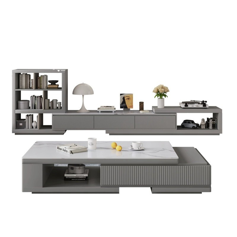 [Pre-order] Rock panel coffee table living room home 2023 new living room coffee table light luxury high sense simple modern Italian minimalist table-Smart-Living