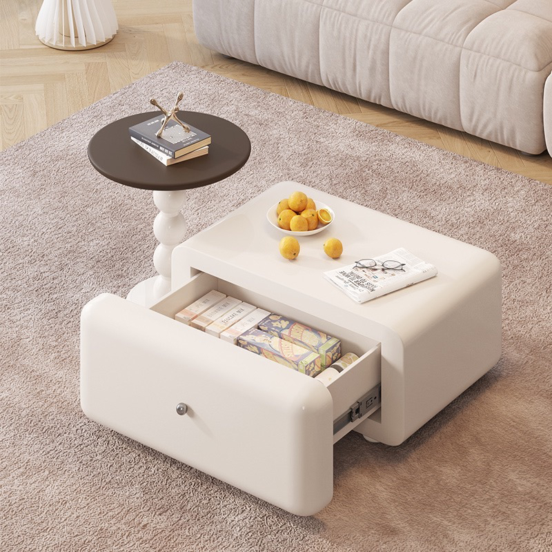 Cream style coffee table TV cabinet combination living room home simple modern small apartment simple sofa side table 2023 model-Smart-Living