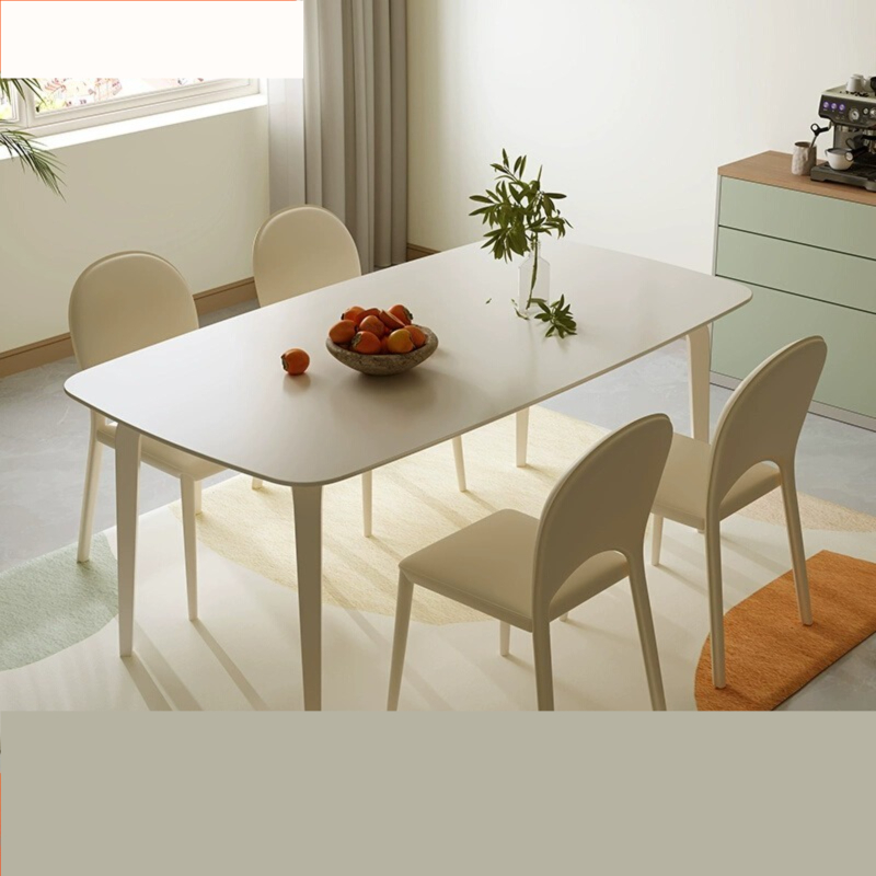 [Pre-order]  Cream style slate dining table small living room dining table modern simple light luxury household rectangular dining table and chair combination-Smart-Living