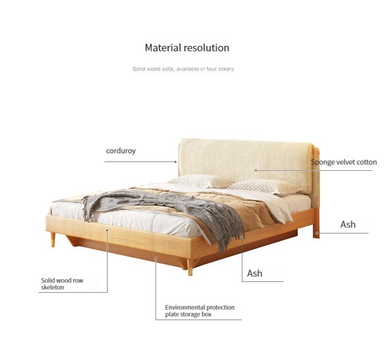 [Pre-order]  Solid wood high box storage bed Japanese small unit modern minimalist master bedroom 1.8m double box storage large bed-Smart-Living