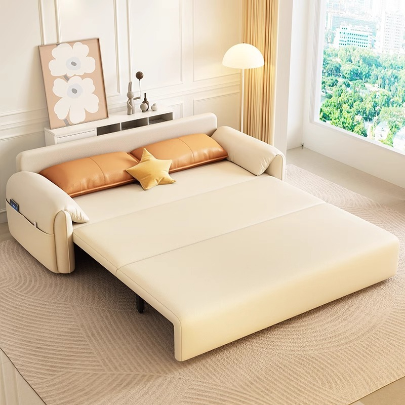 [Showroom]  Electric multifunctional sofa bed cream wind retractable dual-use modern simple small house study net red models-Smart-Living