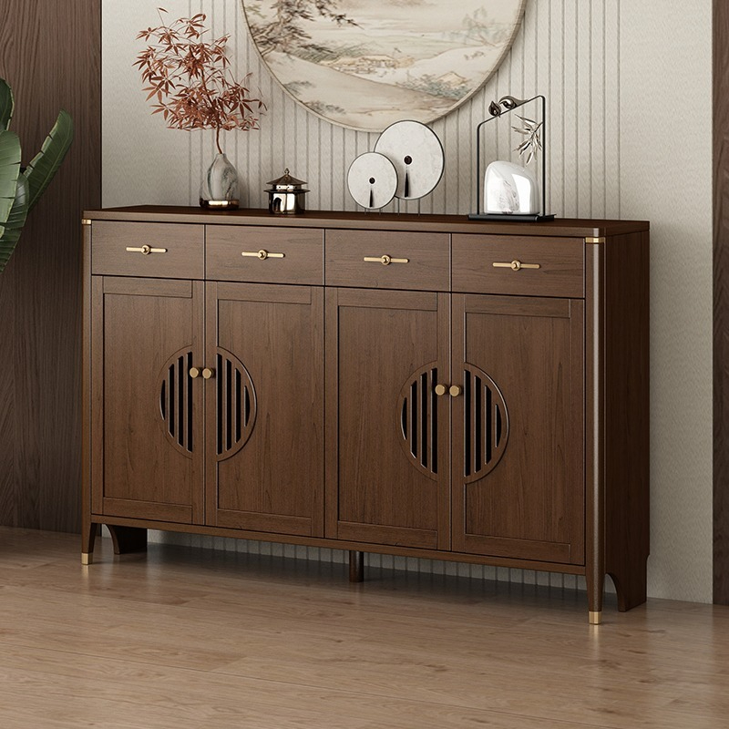 [Pre-order]  New Chinese Style All Solid Wood Shoe Cabinet Home Door Large Capacity Storage Cabinet Living Room Entrance Door Cabinet Against The Wall Storage Cabinet-Smart-Living