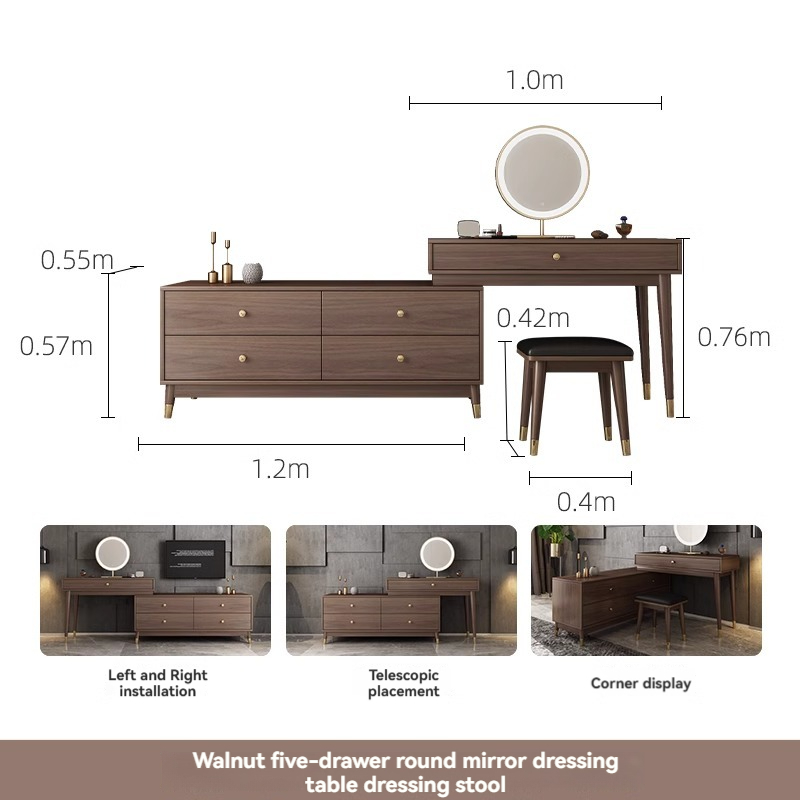 [Pre-order]Oulang  Scandinavian simple net red ins wind dresser storage TV cabinet one modern small bedroom makeup table-Smart-Living