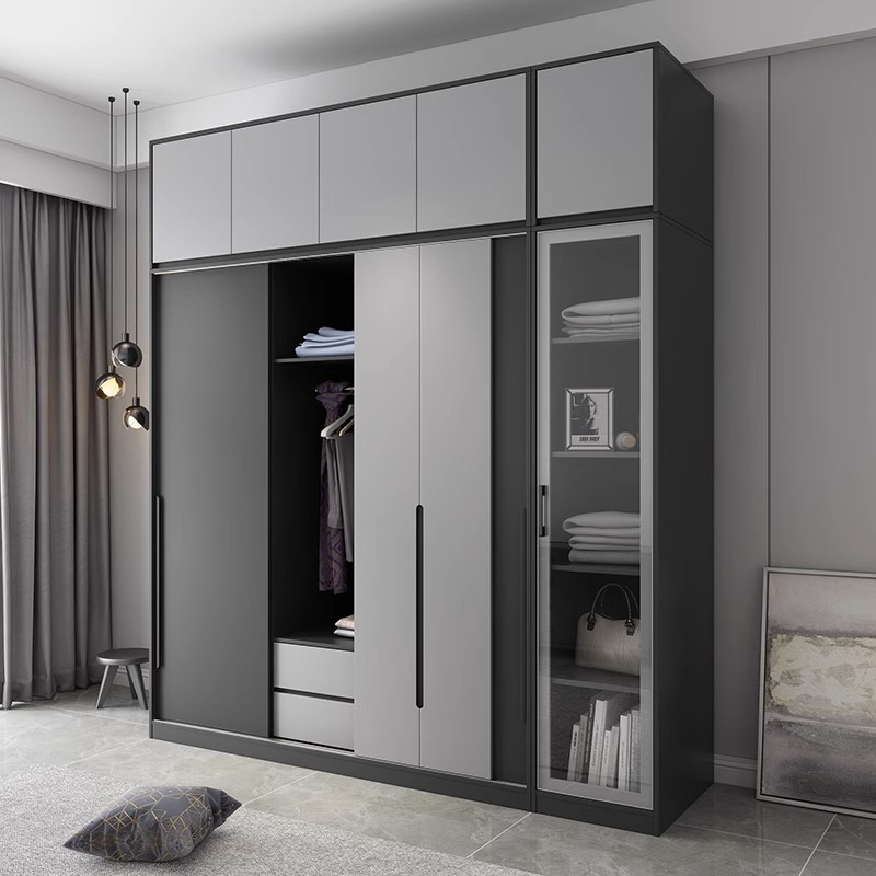 [Pre-order] Oulang Scandinavian modern bedroom sliding door three-door wardrobe simple assembly economy household sliding door wardrobe cabinet-Smart-Living