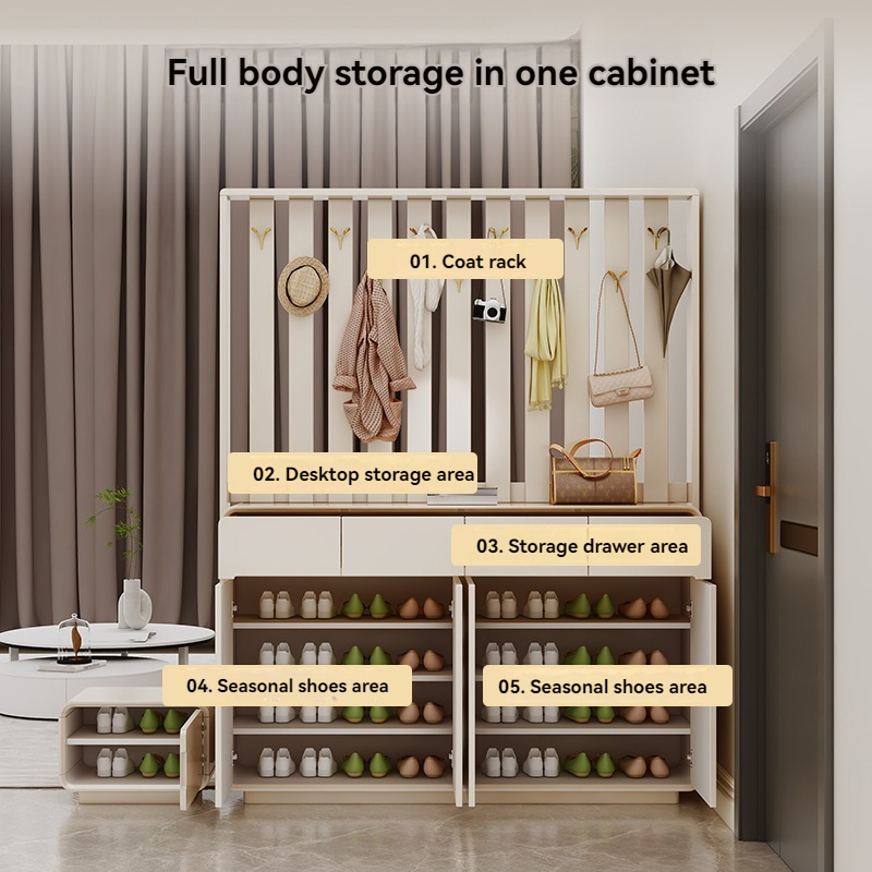 [Pre-order]  Light Luxury Hangers Shoe Cabinet Integrated Simple Modern Locker Home Door Partition Cabinet Coat Hat Cabinet Entrance Cabinet-Smart-Living
