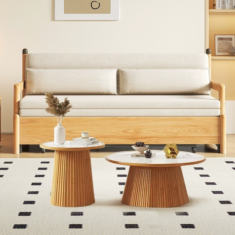 [Pre-order]  LEMAX solid wood sofa bed, small apartment, living room, beech sofa, simple multi-functional foldable bed, bedroom dual-purpose-Smart-Living