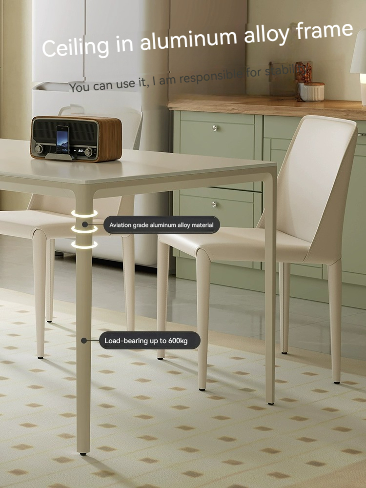 [Pre-order] Cream wind rock plate table small living room dining table modern simple light luxury home rectangular dining table and chair combination-Smart-Living