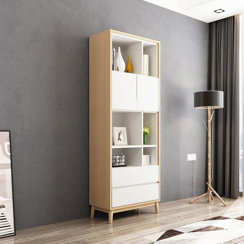 Nordic simple modern bookcase shelf single combination with cabinet door creative bookcase easy bookshelf-Smart-Living