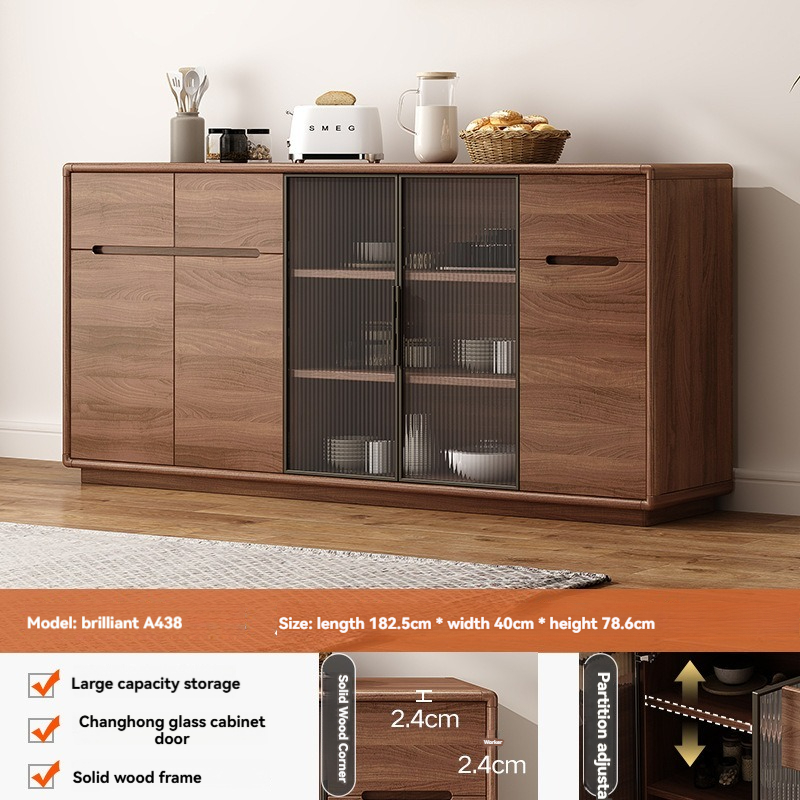[pre order]New Chinese sideboard, solid wood color storage cabinet, wall storage cabinet, tea cabinet, integrated household living room sideboard-Smart-Living
