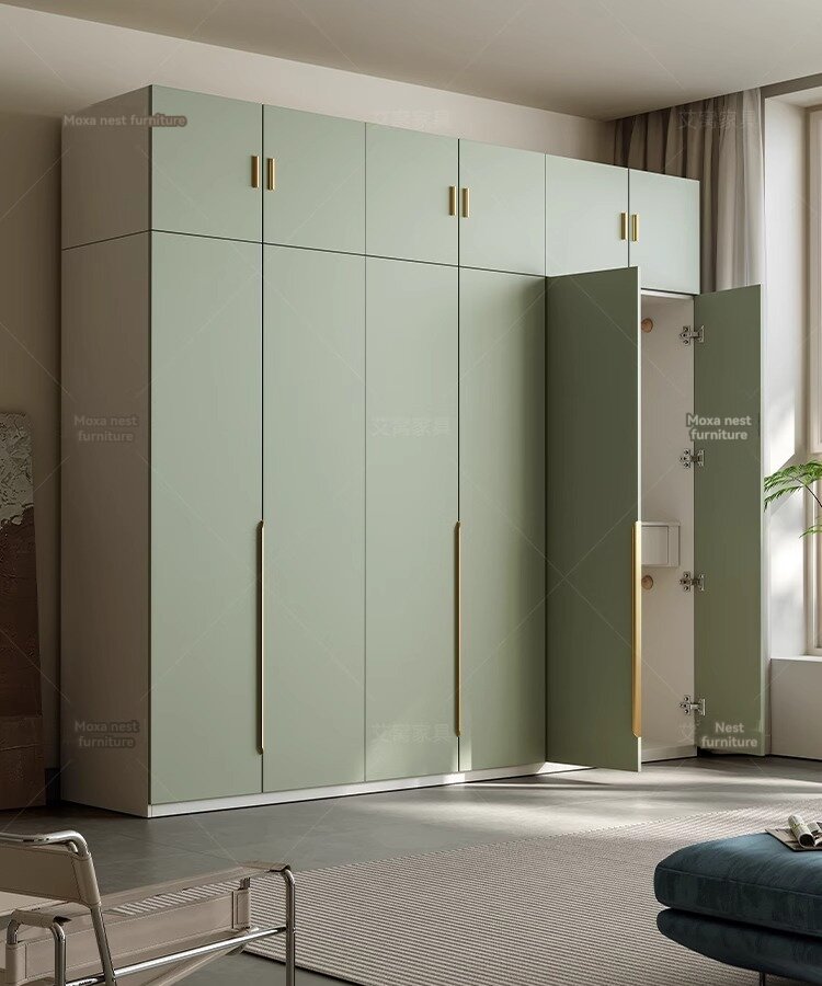 [Pre-order] Cream style wardrobe bedroom household small apartment modern simple solid wood grain board cabinet minimalist light luxury wardrobe-Smart-Living