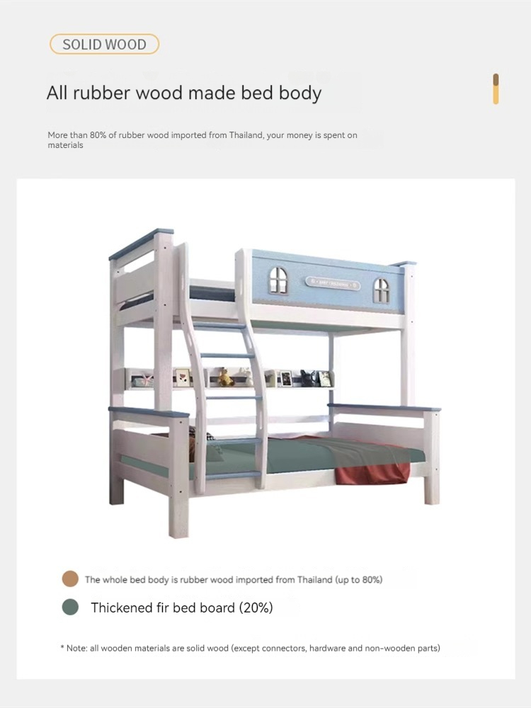 [Pre order] Solid wood bunk bed, two-layer wooden bed, children's bed, high and low bed, small apartment, adult bunk bed, bunk bed-Smart-Living