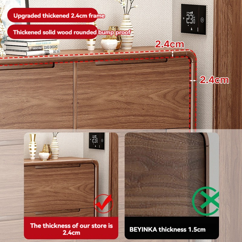 [Pre-order]  New Chinese Ultra-Thin Shoe Cabinet Home Door 17CM Solid Wood Frame Flip Bucket Small Shoe Rack To Save Space Into The Narrow Entrance Cabinet-Smart-Living