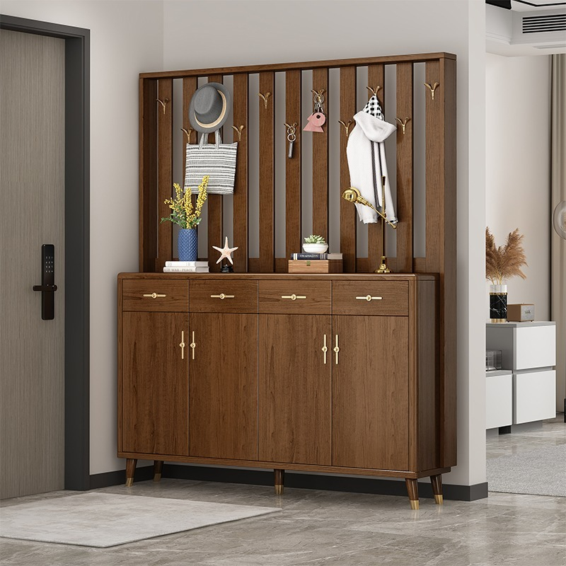 [Pre-order]  New Chinese solid wood shoe cabinet hanger one storage cabinet living room door household partition cabinet entry coat cabinet-Smart-Living