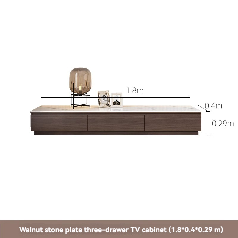 [Pre-order] Oulang Scandinavian living room walnut colour round net red coffee table modern small household TV cabinet and coffee table combination-Smart-Living