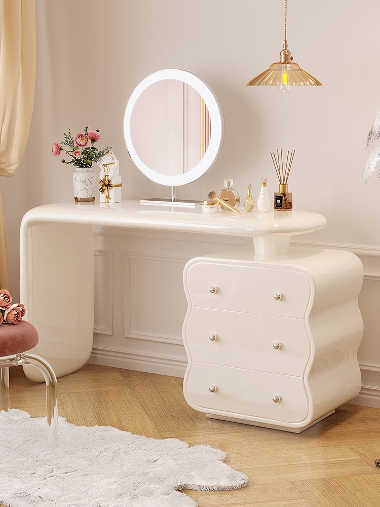 [Pre-order]  French cream style dresser, corner bedroom chest integrated modern small apartment corner dressing table-Smart-Living