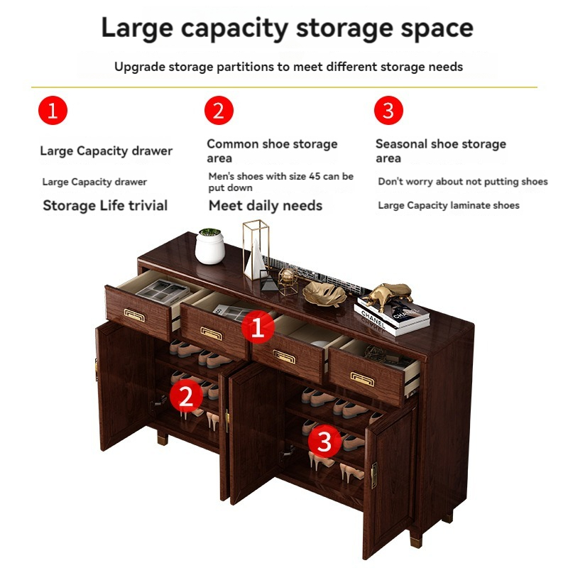 [Pre-order]  New Chinese Solid Wood Shoe Cabinet Home Doorway Doorway Cabinet Entry Partition Foyer Storage Storage Cabinet Balcony Storage Cabinet-Smart-Living