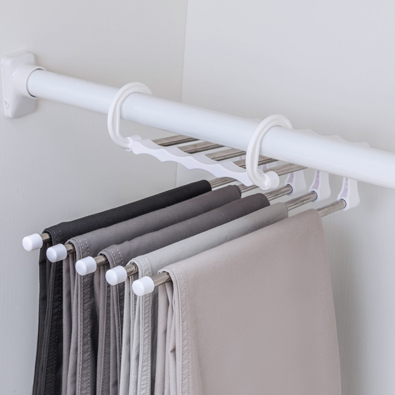 [Pre-order] Nachuan household white stainless steel trouser rack multifunctional trouser rack (elegant white)-A0115-Smart-Living