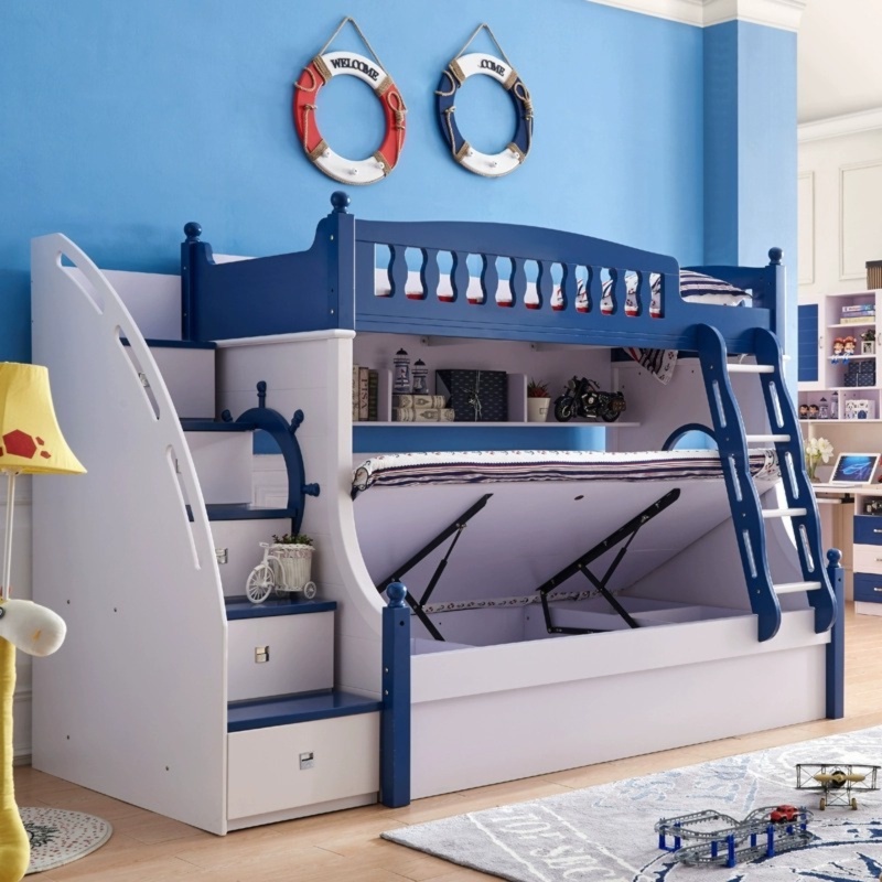 [Pre Order]Pre order Blue Nautical Children Bunk Bed with Storage