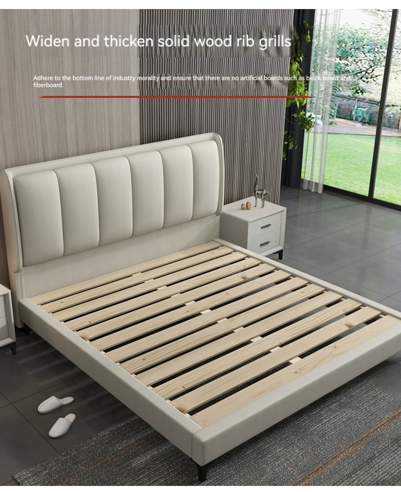 [Pre-order] WM Italian minimalist technology fabric bed, modern and simple master bedroom, high-end and grand light luxury king bed, double bedroom fabric bed-Smart-Living
