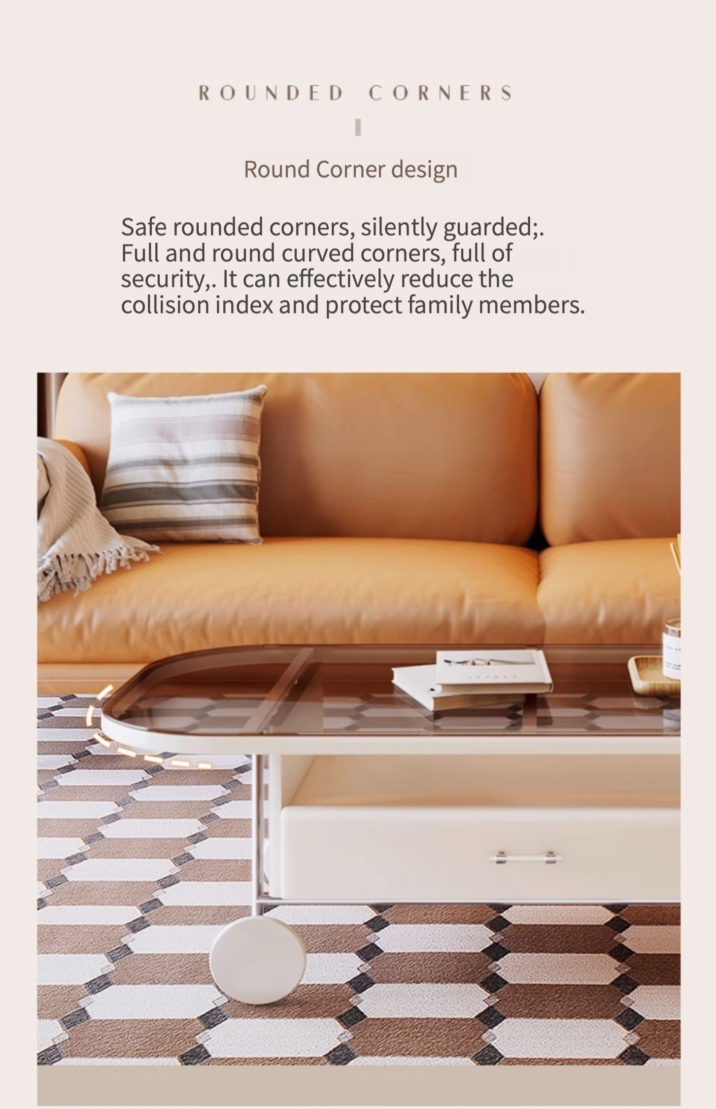 [Pre-order]  Glass coffee table, TV cabinet combination living room, home modern minimal, vintage oval storage, removable design model-Smart-Living