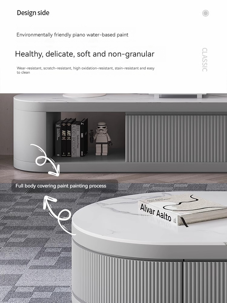 [Pre-order] Rock panel tea table living room 2023 new light luxury tea table living room home TV cabinet tea table modern simple small apartment-Smart-Living