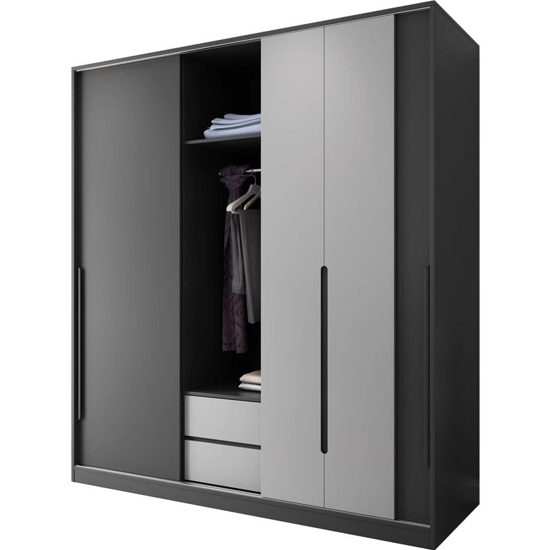 [Pre-order] Oulang Scandinavian modern bedroom sliding door three-door wardrobe simple assembly economy household sliding door wardrobe cabinet-Smart-Living