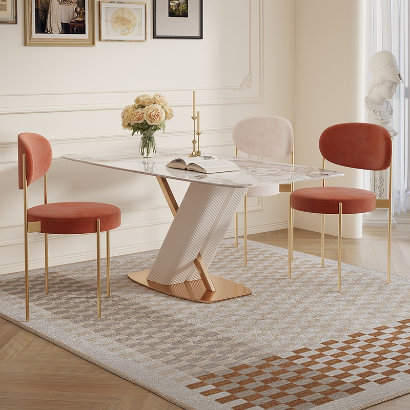 [Pre-order]  Light luxury modern simple Pandora slate rectangular dining table and chairs combination high-end French family small family dining table-Smart-Living