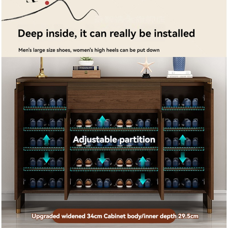 [Pre-order]  New Chinese Solid Wood Shoe Cabinet Home Door Entry Door Entry Cabinet Living Room Entry Large Capacity Foyer Storage Cabinet-Smart-Living