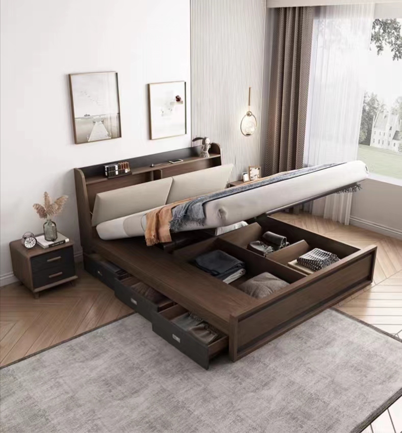 [Pre-order] Air pressure high box storage bed modern minimalist small house box drawer storage board double bed master bedroom tatami-Smart-Living