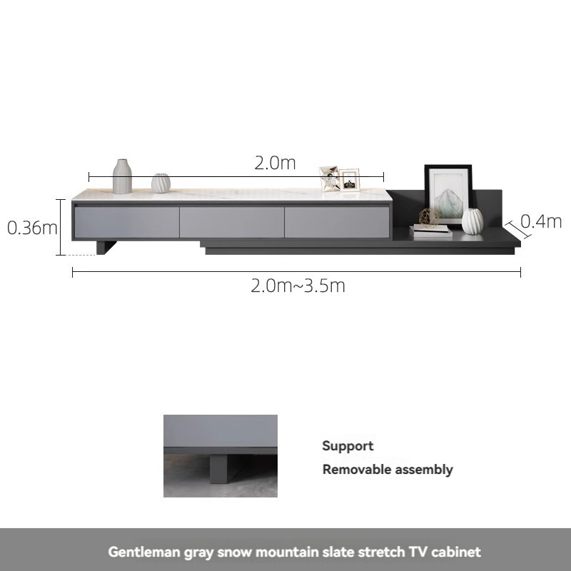 [Pre-order] Oulang Scandinavian simple living room coffee table and TV cabinet combination modern style home retractable creative grey floor cabinet-Smart-Living